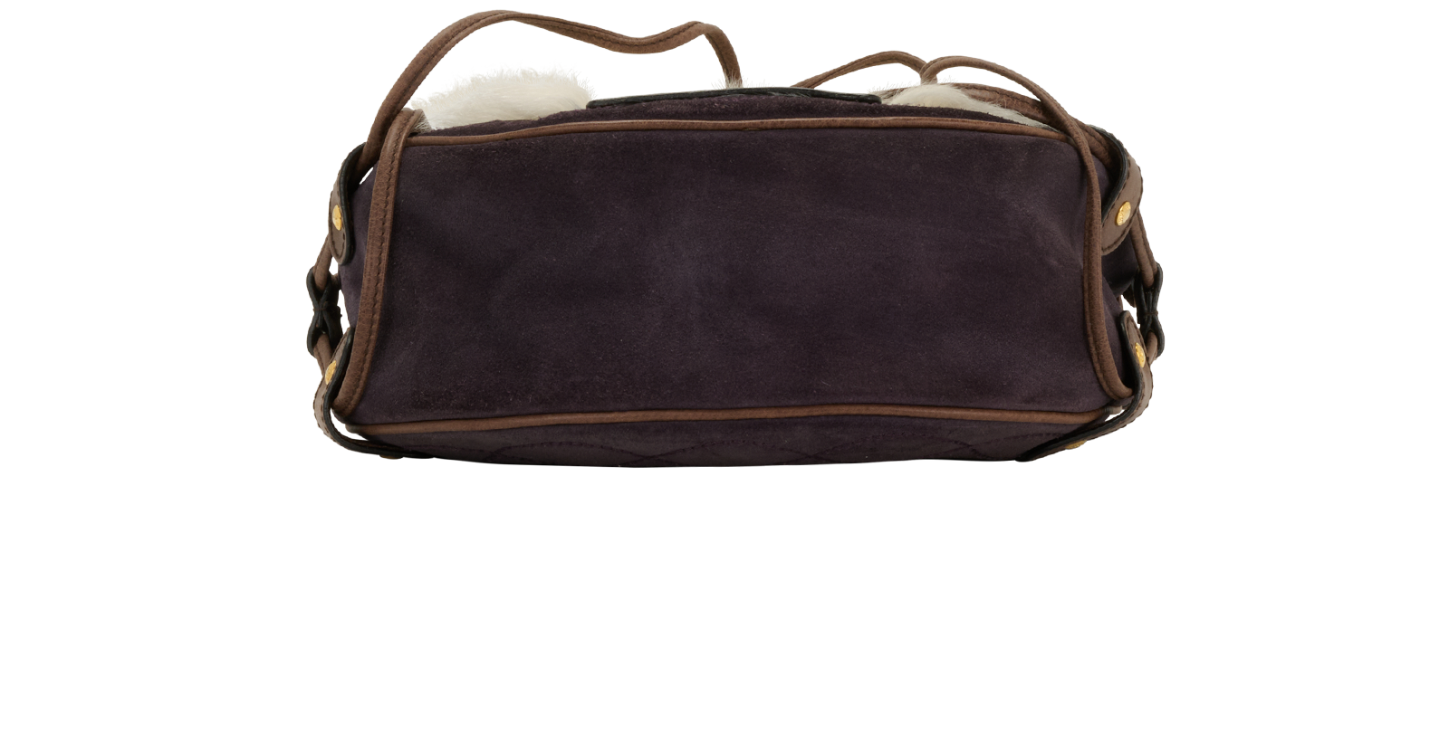 Furry PomPom Shoulder Bag, &pound;190, Handbags, Brown, Suede, Top view